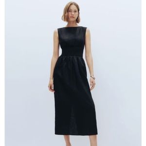 Reformation Davie Linen Dress Black Size 4